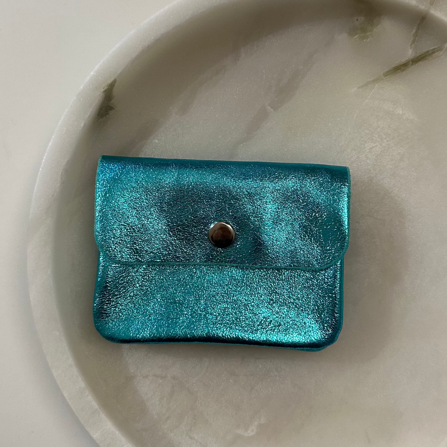 Portemonnee echt leer - Turquoise