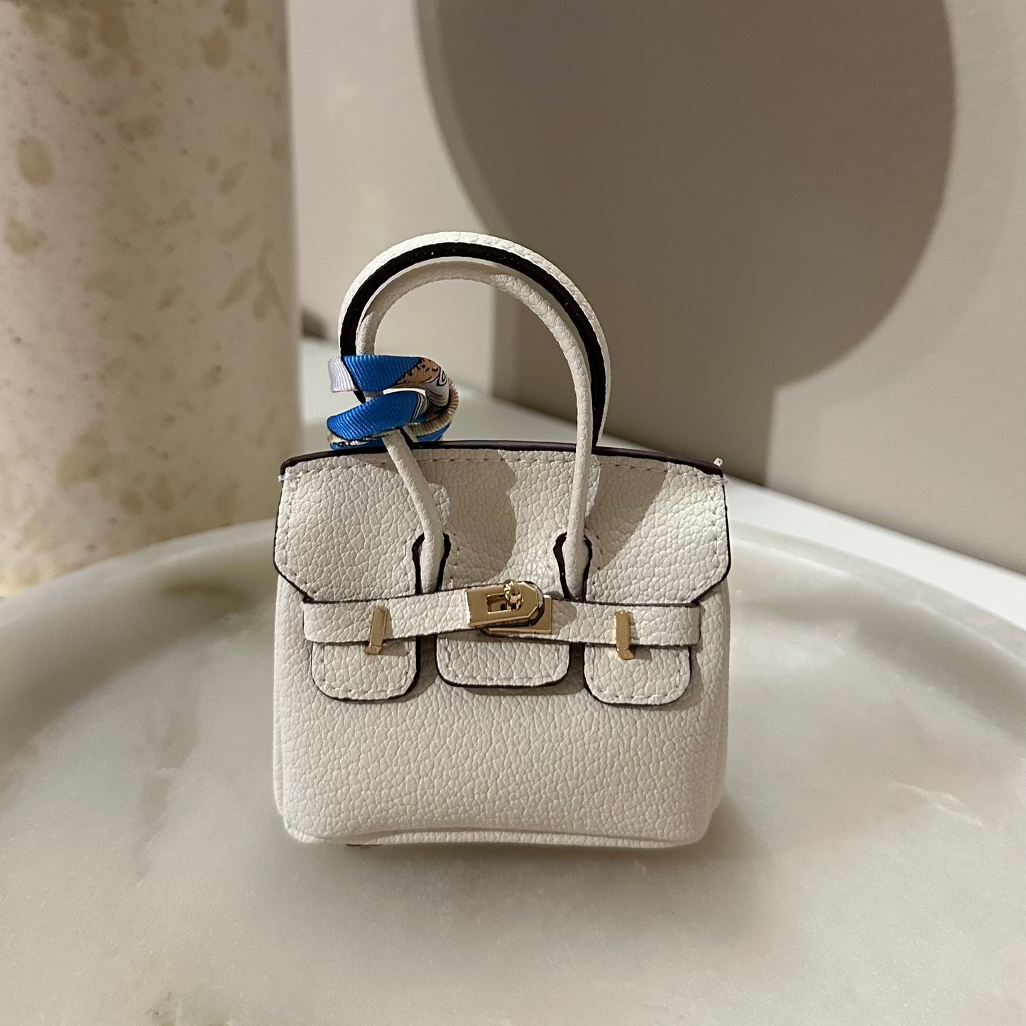 Bag charm - mini bag beige