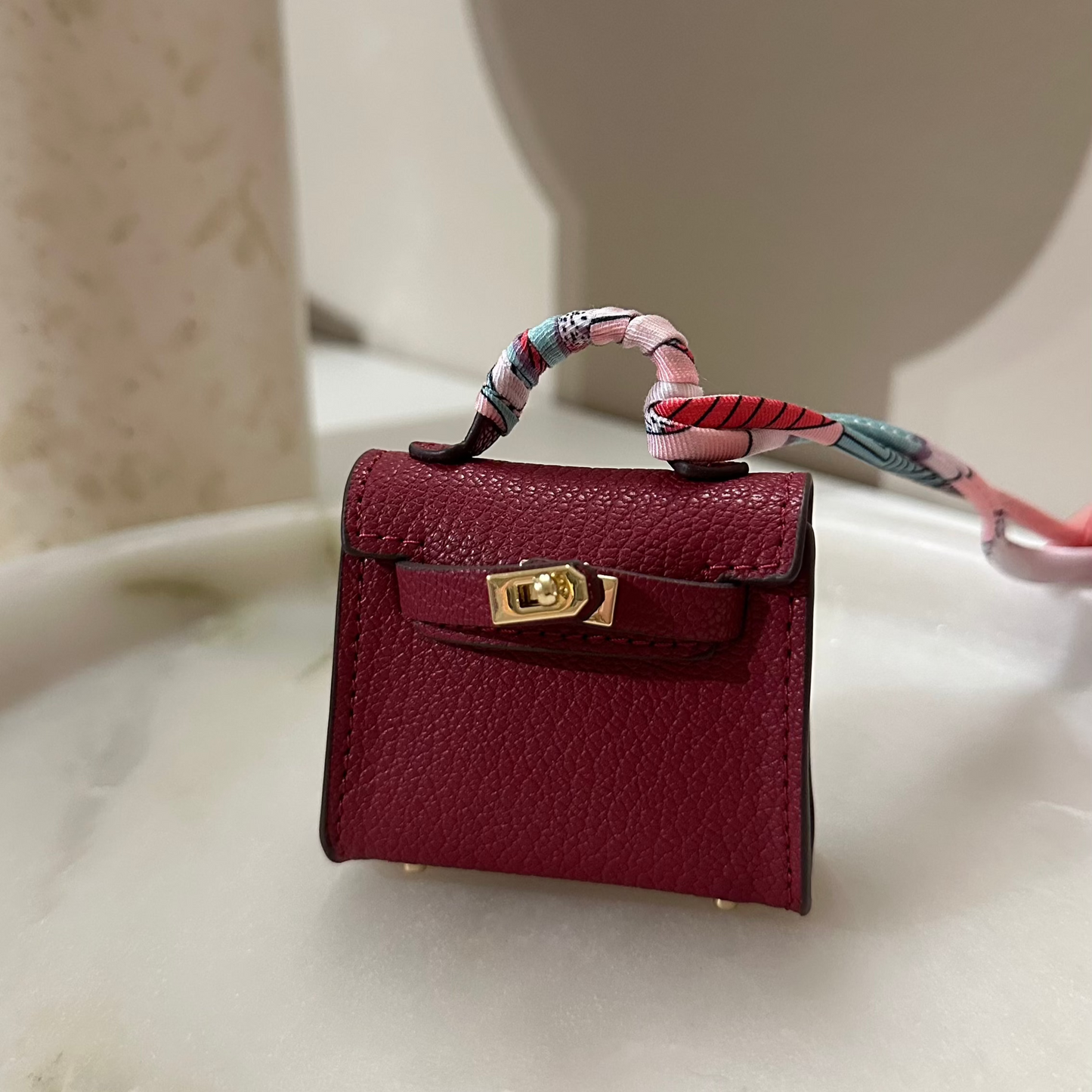 Bag charm - mini bag bordeaux