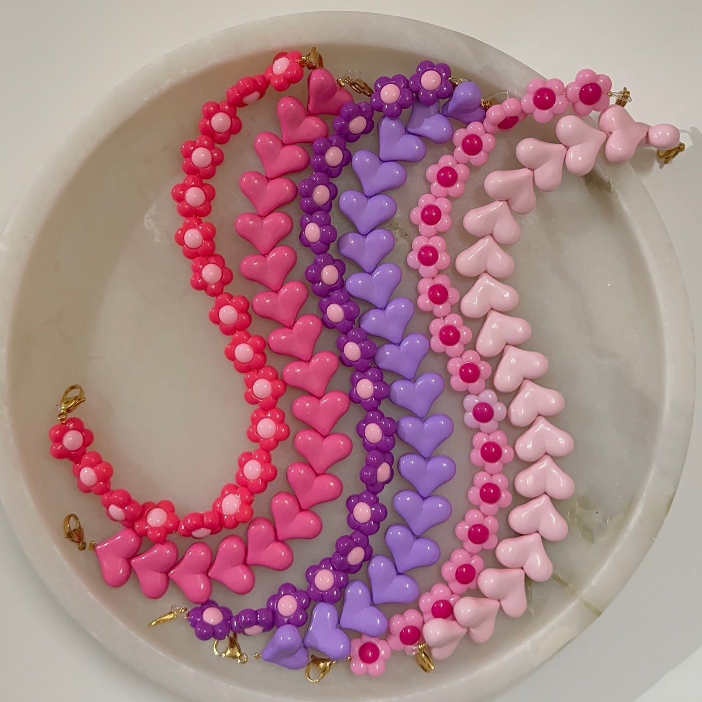 FlowerHeart Cord donker roze set