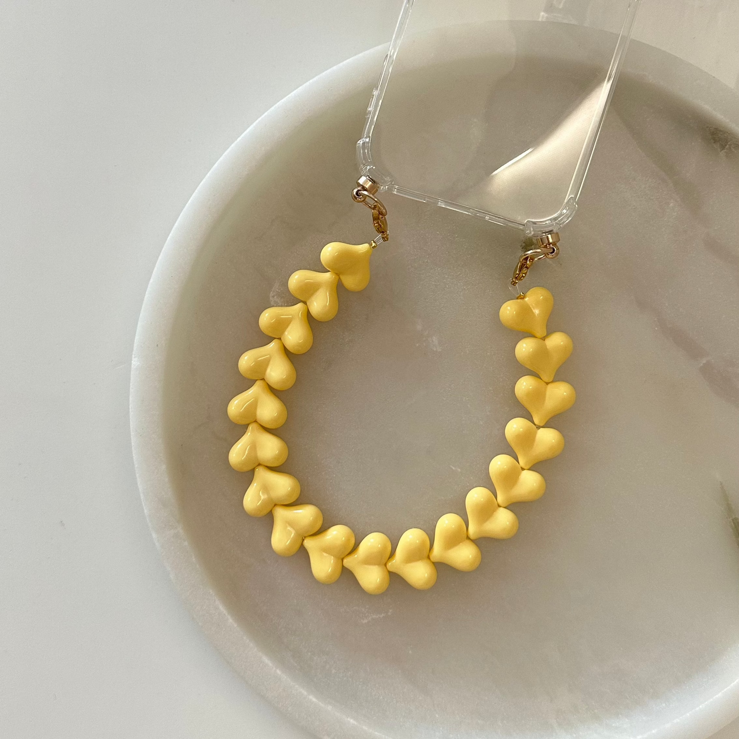 Heart phone cord - Geel