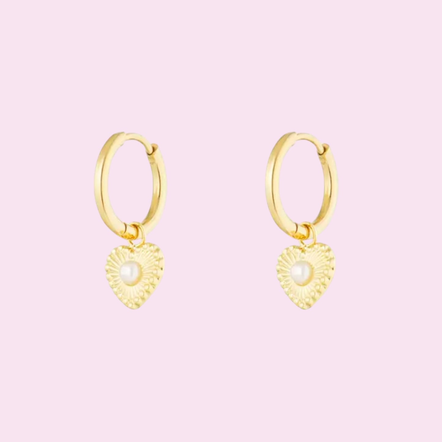 pearl heart earrings gold