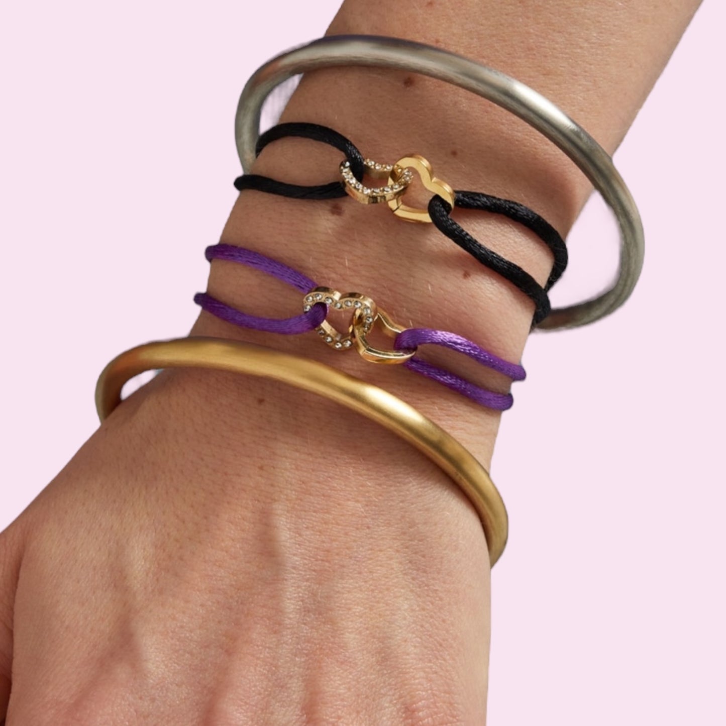Satin love bracelet purple