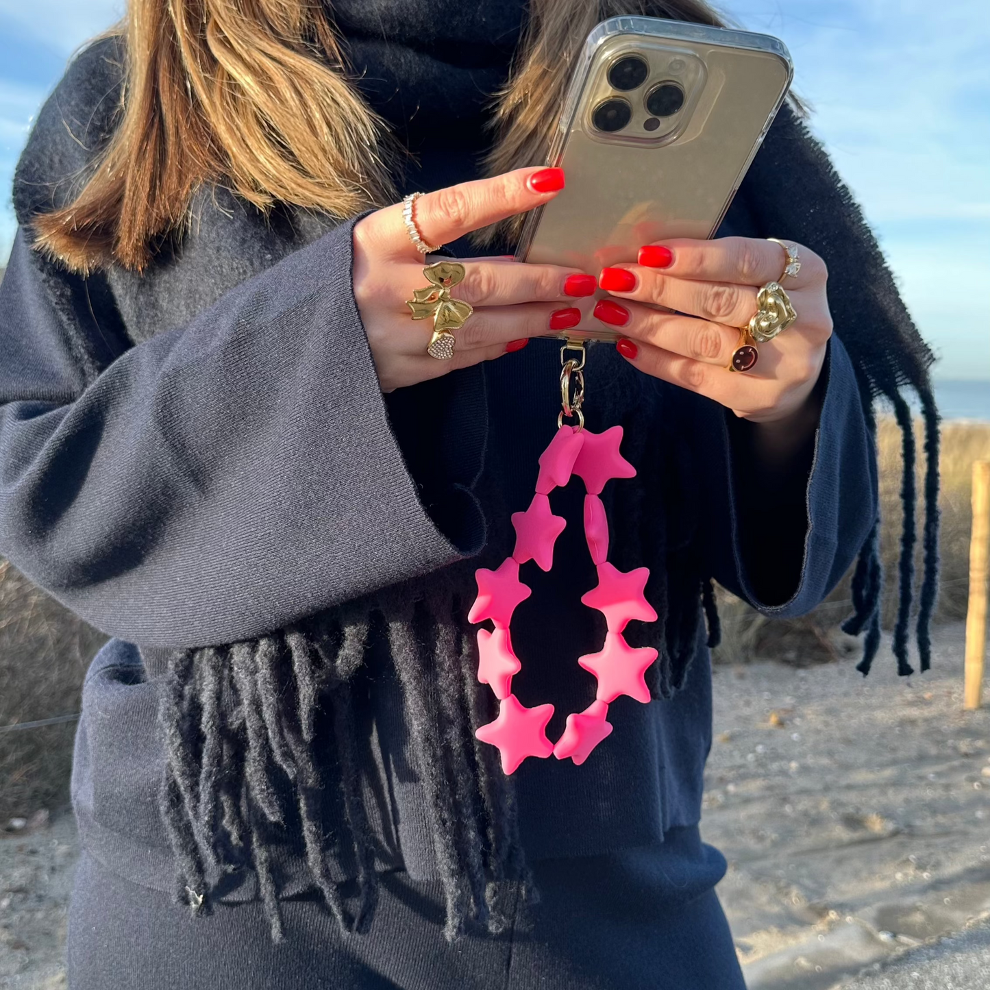 Phone cord - Stars Pink