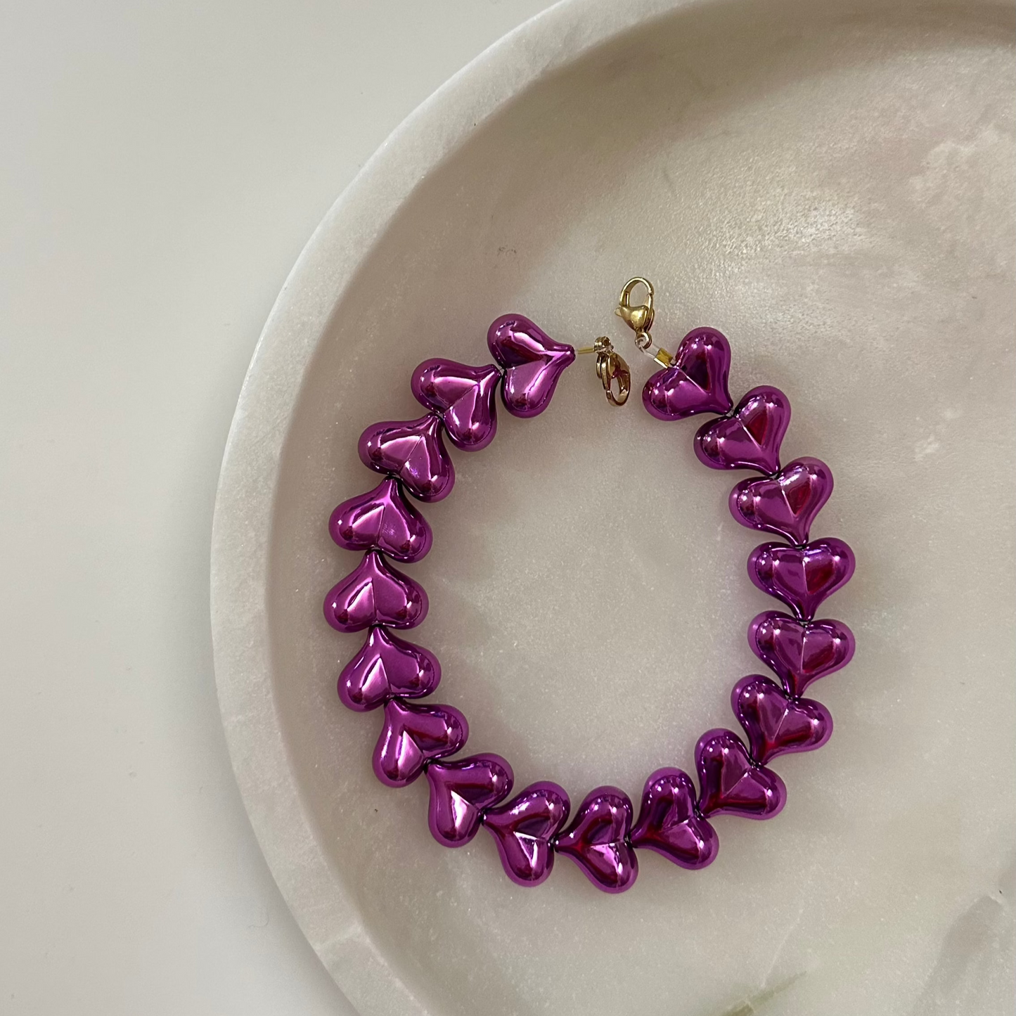 Heart phone cord - Metallic paars