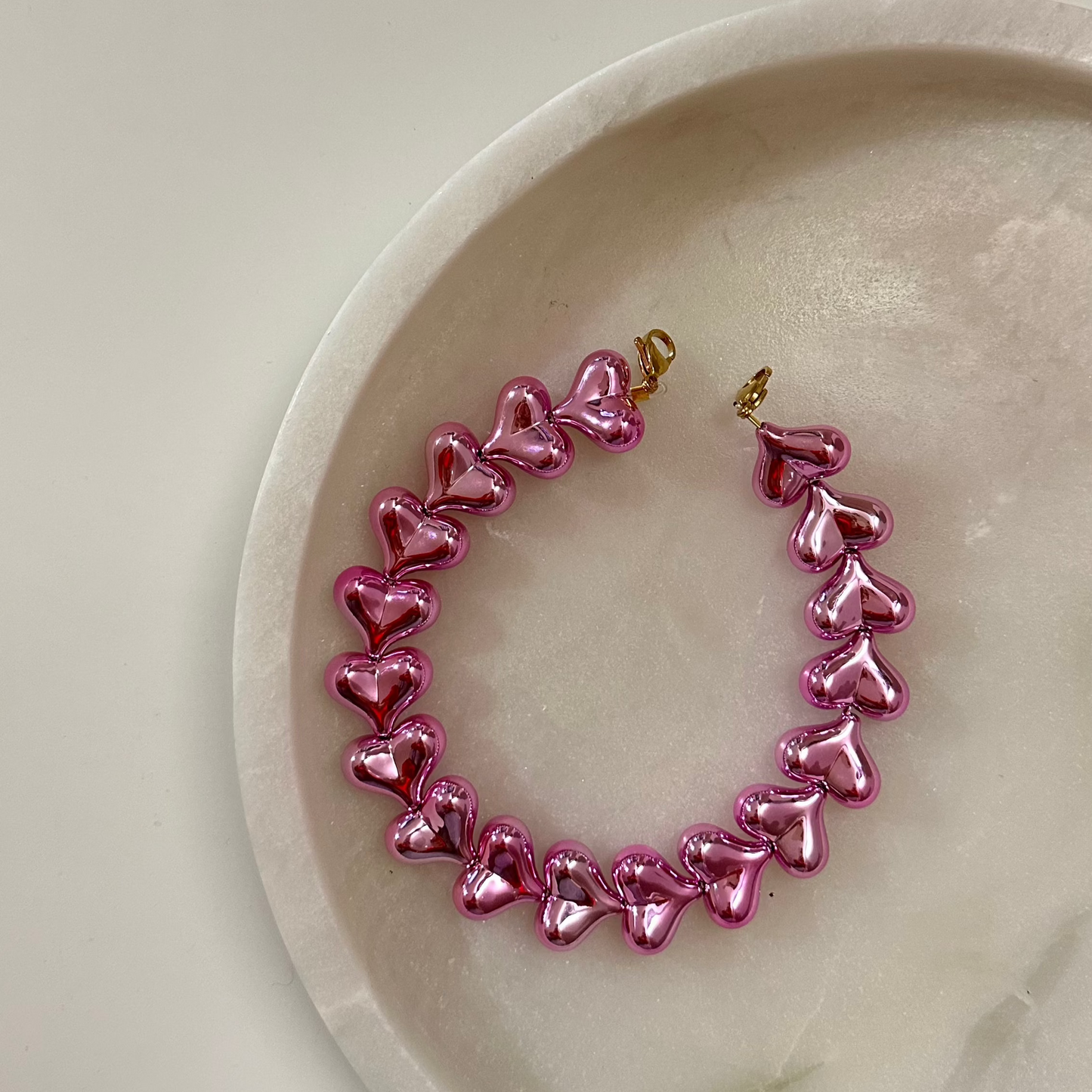 Heart phone cord - Metallic Pink