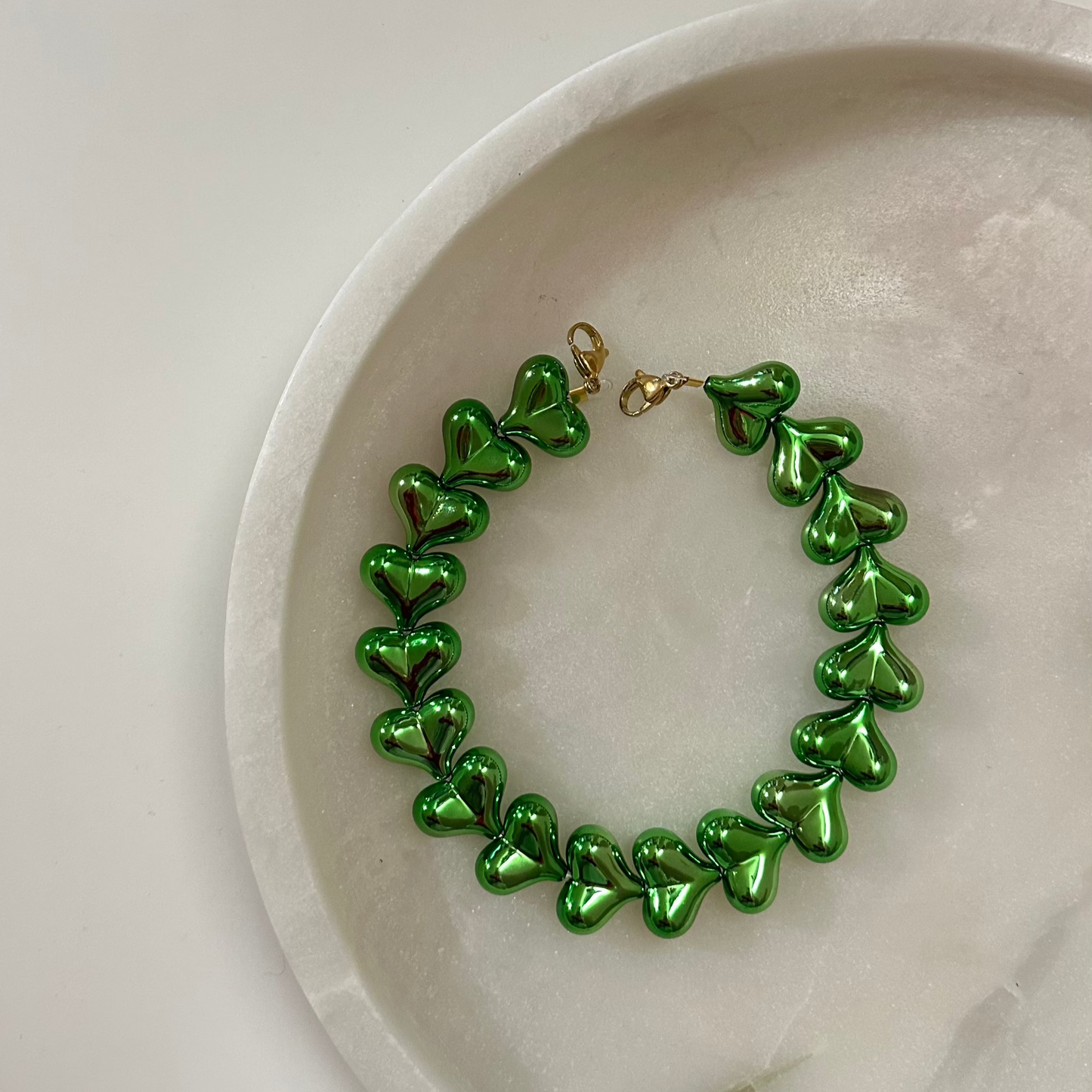 Heart phone cord - Metallic groen