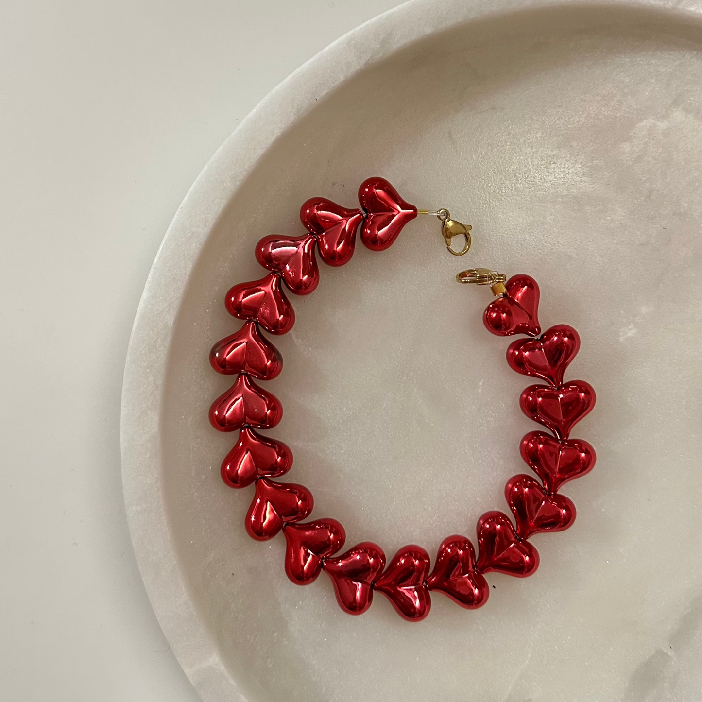 Heart phone cord - Metallic rood