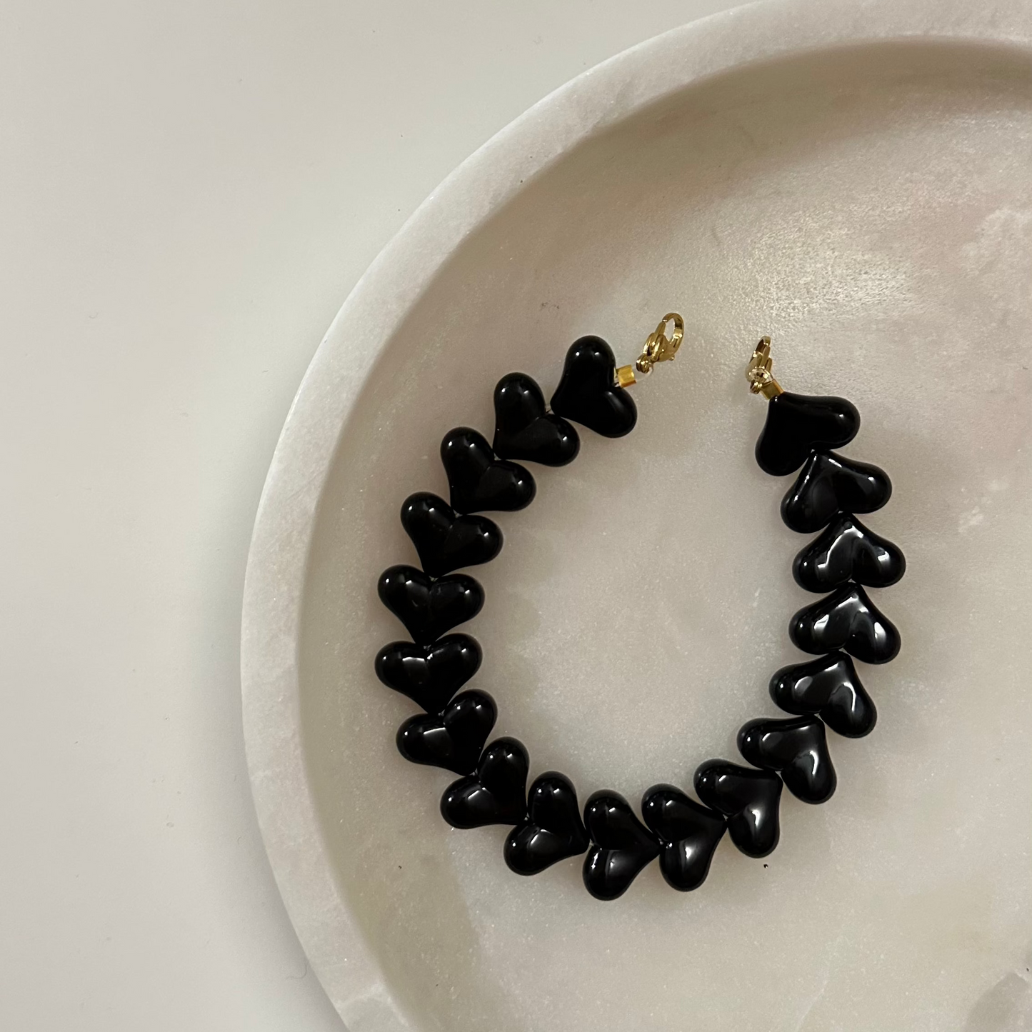 Heart phone cord - Zwart