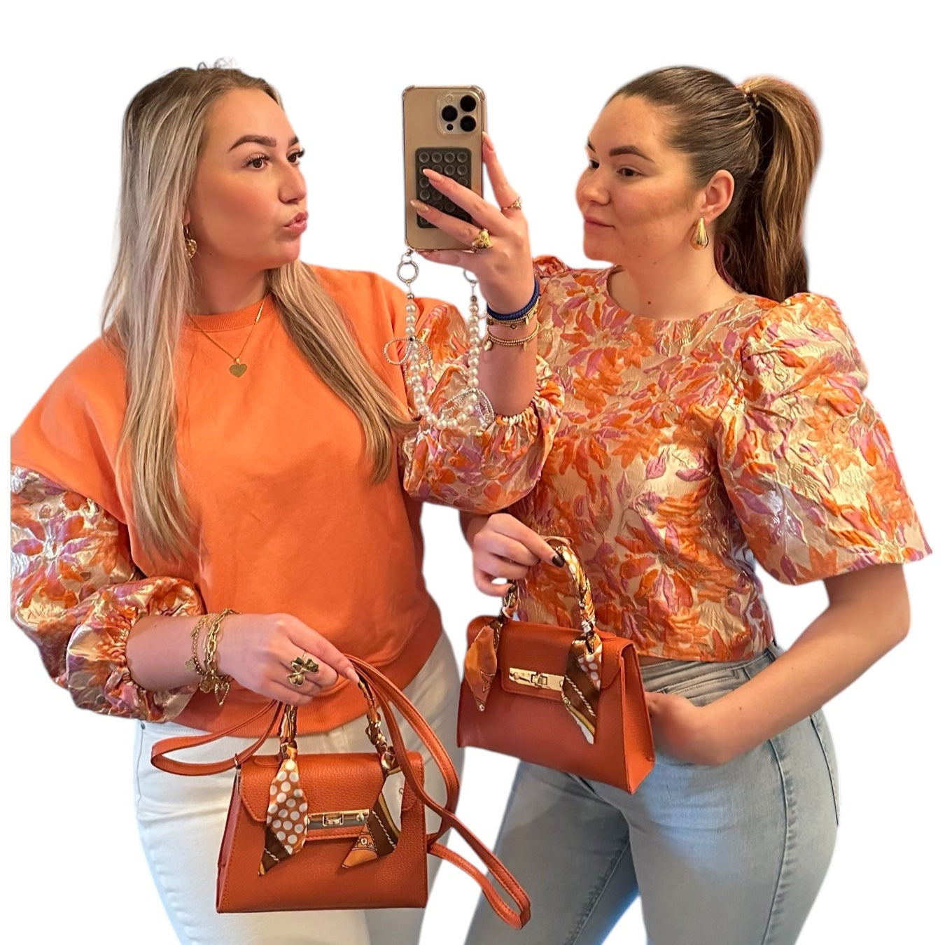 Flower top Oranje/roze