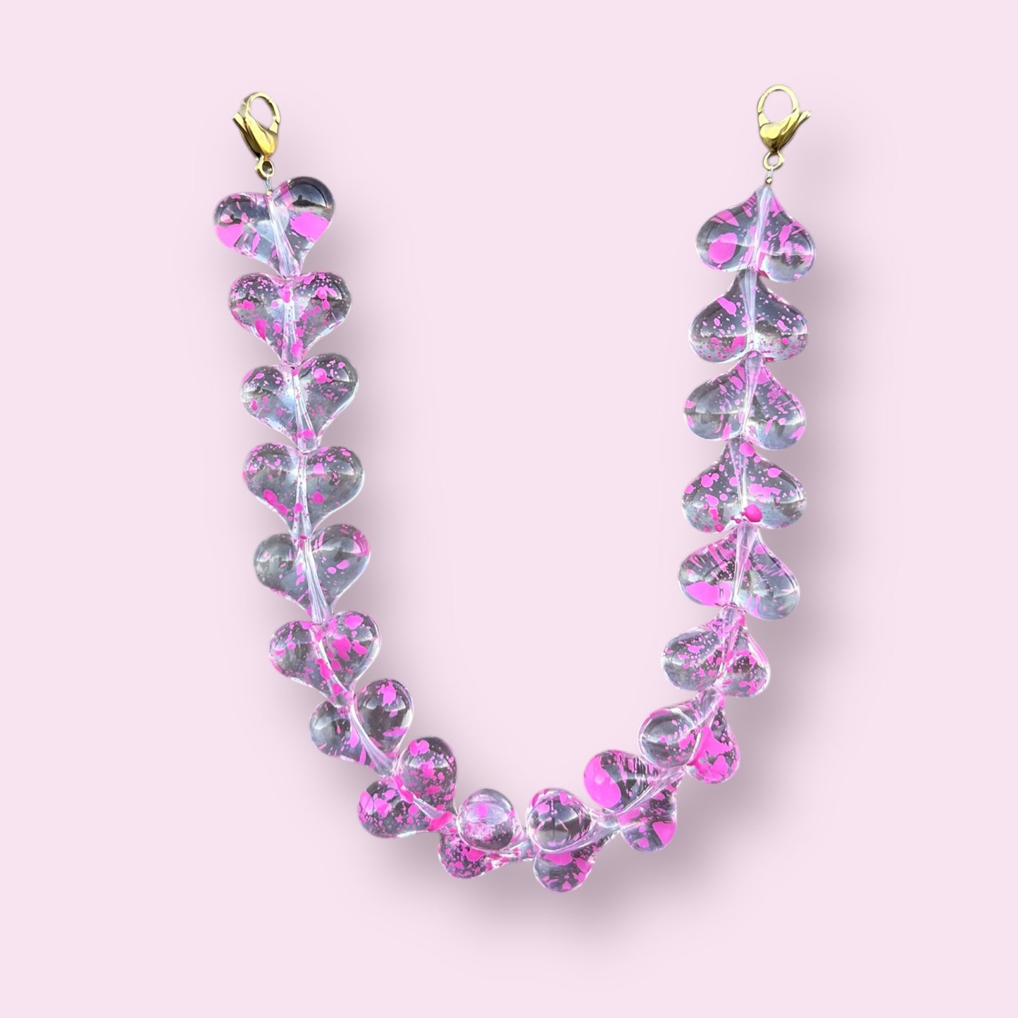 Confetti pink heart phone cord