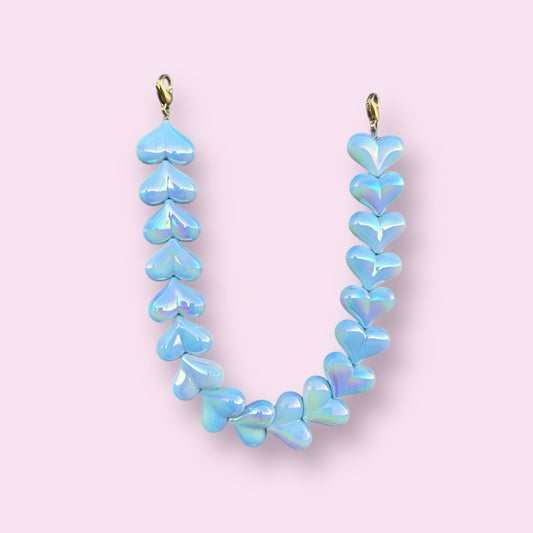 Sky blue heart phone cord