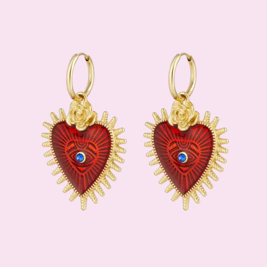 Roses heart earrings