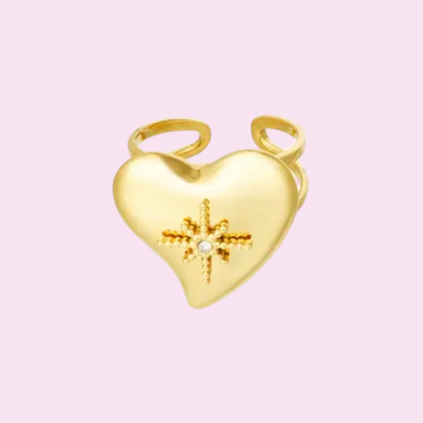 Star heart ring gold