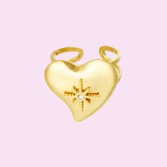 Star heart ring gold