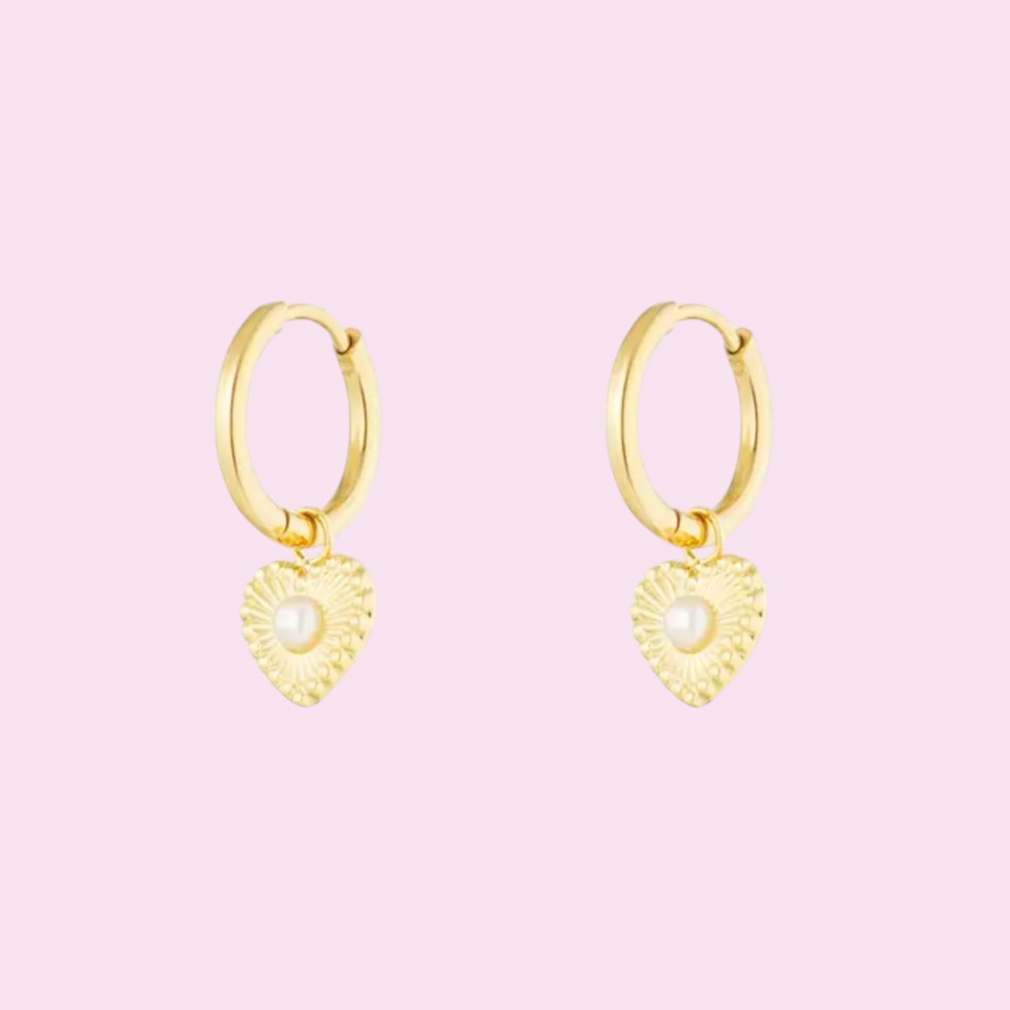 pearl heart earrings gold