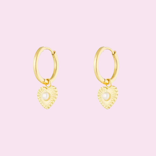 pearl heart earrings gold